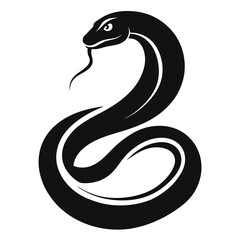 snake icon, snake vector silhouette, curved snake animal design illustration, black reptile graphic symbol, dangerous wild snake outline logo  

