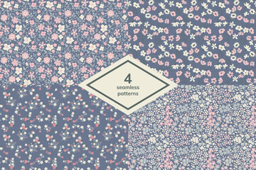 Seamless ditsy decorative floral patterns