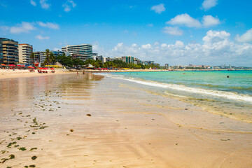Obraz premium tropical beach in northeastern Brazil in the state of Alagoas, city of Maceio, Ponta Verde beach
