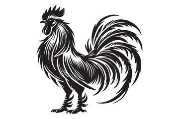 Rooster drawing silhouette