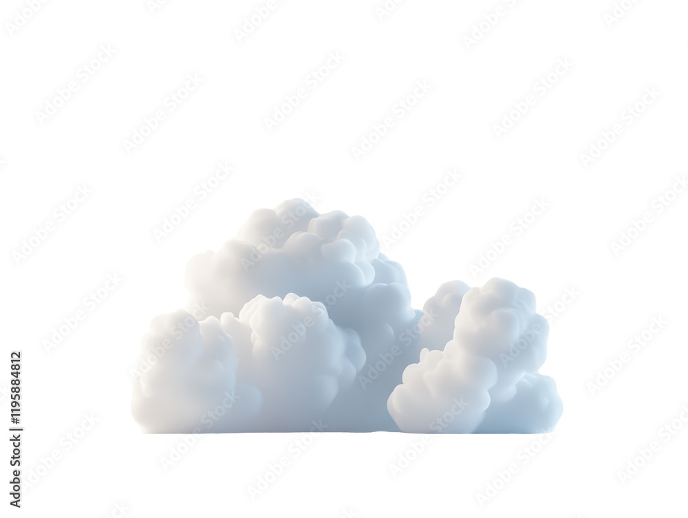 Wall mural Isolated White Clouds Grouped 3D Render