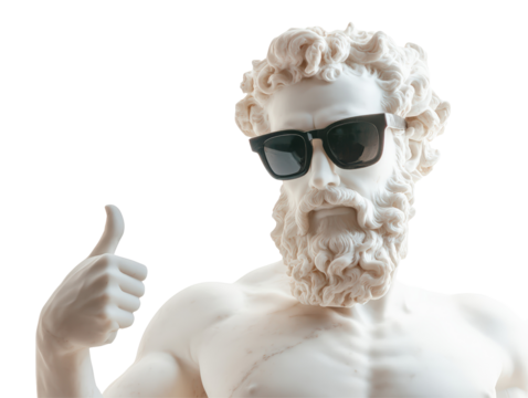 Isolated Marble Bust with Sunglasses Thumbs Up