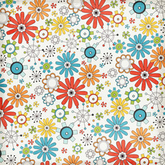 Garden floral paper, seamless fabric with ornamental pattern 