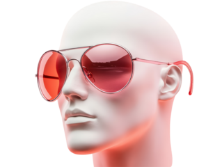 Isolated Mannequin Head with Red Round Sunglasses