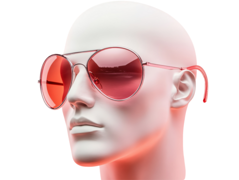 Isolated Mannequin Head with Red Round Sunglasses