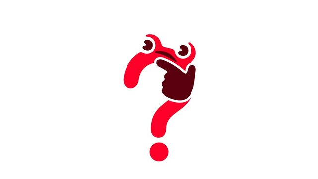 Thinking and confusing or in bewilderment sign question, graphic animation. Colored. Transparent background motion design. 4K resolution