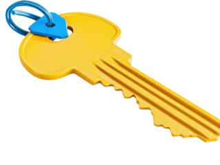 Isolated Yellow Key with Blue Ring