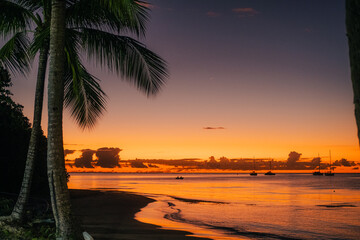 Sunset Caribbean beach Martinique