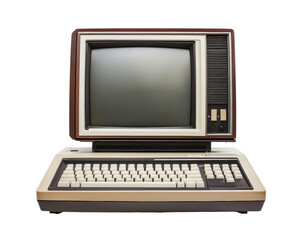 Isolated Retro Computer with Brown and Beige Design