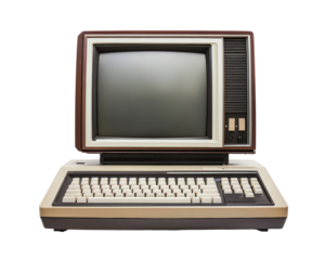 Isolated Retro Computer with Brown and Beige Design