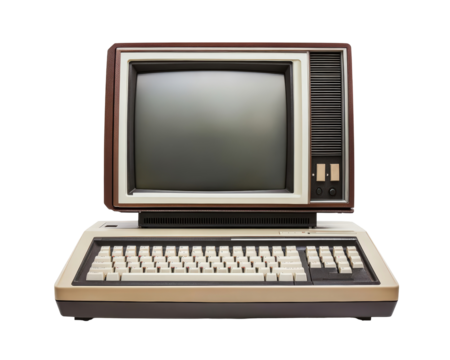 Isolated Retro Computer with Brown and Beige Design
