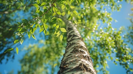 Fototapeta premium A poplar tree with fluttering leaves