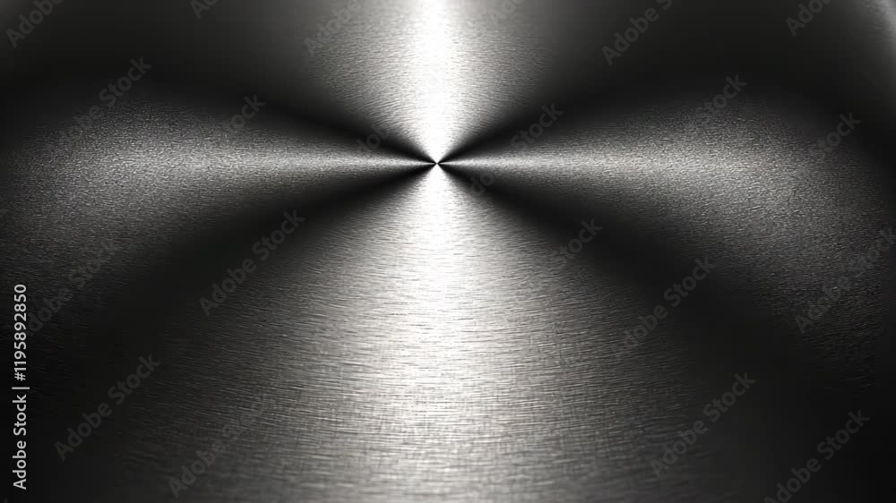 Poster shiny metallic surface with a radial pattern reflecting light from a central point in a minimalist s