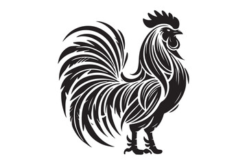 Rooster drawing silhouette