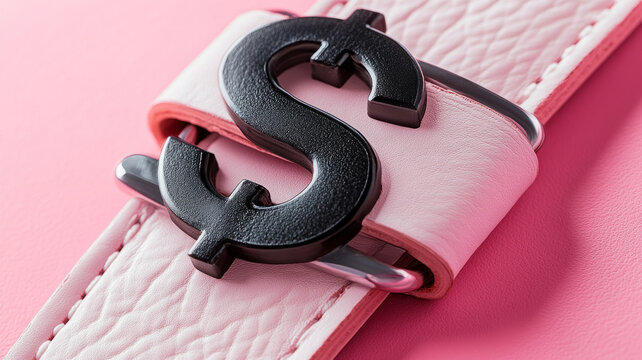 Close-up of a dollar sign on pink background - Powered by Adobe