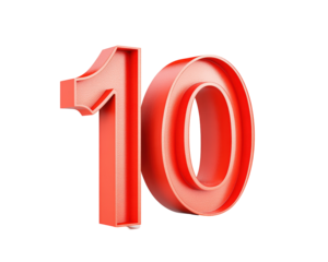 Isolated Red Number 10 with Texture