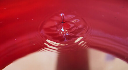 Vibrant Red Water Ripple With Droplet Effect