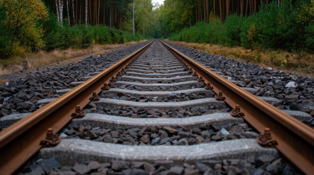 The train tracks are made of metal and rocks - Powered by Adobe