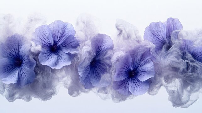 Ethereal Lavender Flowers in Soft Smoke: A Serene Artistic Composition