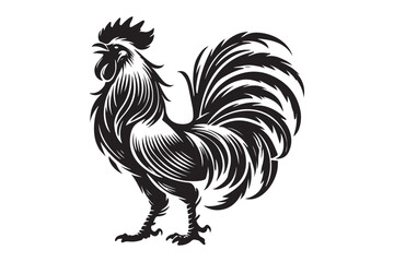Rooster drawing silhouette