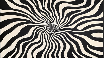Dynamic abstract black and white swirling pattern with curved lines