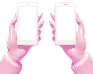 Isolated Two Hands Holding Smartphones