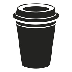 paper coffee cup with lid silhouette icon illustration, disposable coffee cup design, hot drink vector symbol, 
takeaway cup graphic, isolated container outline, morning cafes logo  
