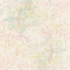 Soft pastel distressed floral background with faded vintage flowers and texture. Ideal for scrapbooking, stationery, and decorative design.