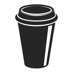 paper coffee cup with lid silhouette icon illustration, disposable coffee cup design, hot drink vector symbol, 
takeaway cup graphic, isolated container outline, morning cafes logo  
