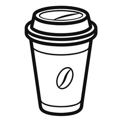 paper coffee cup with lid silhouette icon illustration, disposable coffee cup design, hot drink vector symbol, 
takeaway cup graphic, isolated container outline, morning cafes logo  
