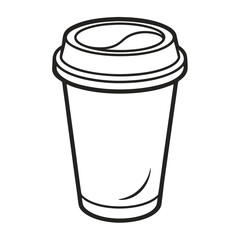 paper coffee cup with lid silhouette icon illustration, disposable coffee cup design, hot drink vector symbol, 
takeaway cup graphic, isolated container outline, morning cafes logo  
