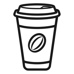 paper coffee cup with lid silhouette icon illustration, disposable coffee cup design, hot drink vector symbol, 
takeaway cup graphic, isolated container outline, morning cafes logo  
