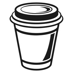 paper coffee cup with lid silhouette icon illustration, disposable coffee cup design, hot drink vector symbol, 
takeaway cup graphic, isolated container outline, morning cafes logo  
