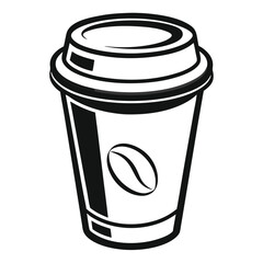 paper coffee cup with lid silhouette icon illustration, disposable coffee cup design, hot drink vector symbol, 
takeaway cup graphic, isolated container outline, morning cafes logo  
