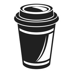 paper coffee cup with lid silhouette icon illustration, disposable coffee cup design, hot drink vector symbol, 
takeaway cup graphic, isolated container outline, morning cafes logo  
