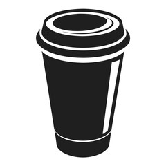 paper coffee cup with lid silhouette icon illustration, disposable coffee cup design, hot drink vector symbol, 
takeaway cup graphic, isolated container outline, morning cafes logo  
