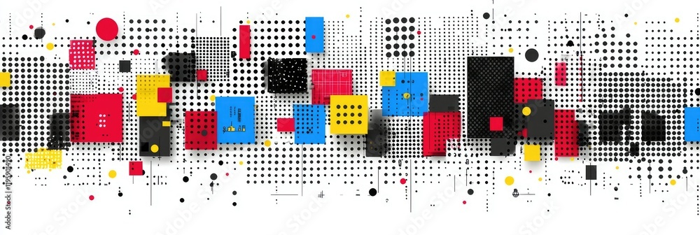 Aufkleber abstract geometric composition with bold colors and dots