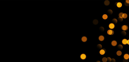 Golden bokeh, blurred background with sparkling lights, blurry glitter effect. Bright soft abstract background. Vector illustration.