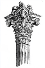 Pencil drawing of a Romanesque art column 
. sketch style 