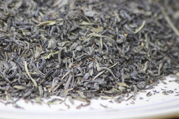 Dried tea leaves in close-up