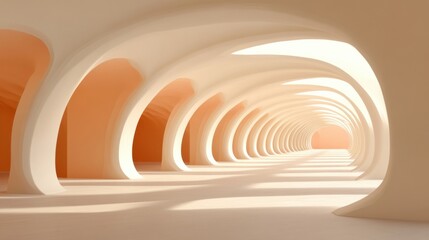 Obraz premium A serene, futuristic interior with smooth, curved arches and soft lighting, creating an abstract yet harmonious space.