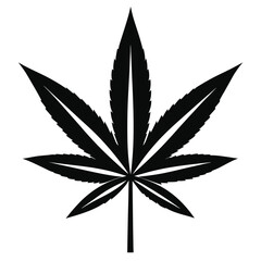 marijuana silhouette, cannabis hemp leaf icon, marijuana flat icon vector  