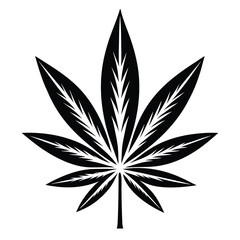 marijuana silhouette, cannabis hemp leaf icon, marijuana flat icon vector  