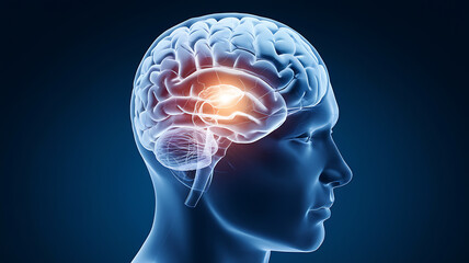 Human Brain Anatomy: Detailed 3D Model with Highlight