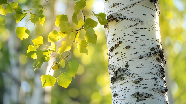 A quaking aspen tree with distinctive white bark