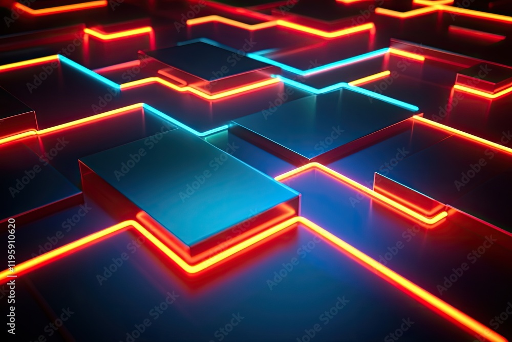 Poster illuminated pathways create mesmerizing geometric pattern, showc