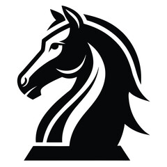 black chess knight horse warrior silhouette logo, chess knight silhouette vector  