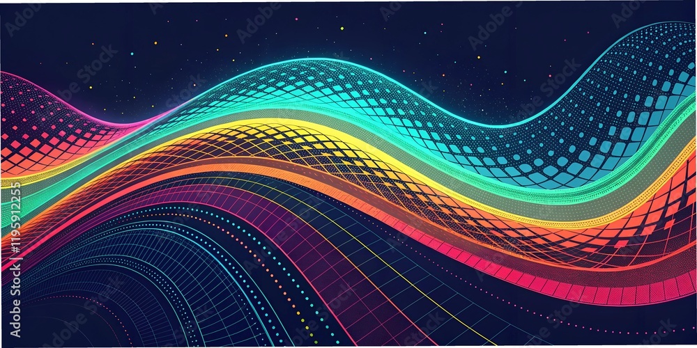 Aufkleber vibrant abstract design featuring flowing waves and dynamic colors in a dark background