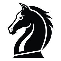 black chess knight horse warrior silhouette logo, chess knight silhouette vector  