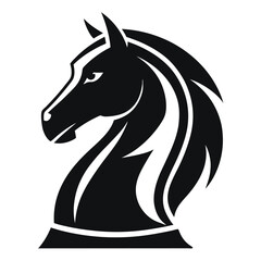 black chess knight horse warrior silhouette logo, chess knight silhouette vector  